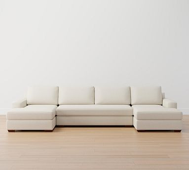 Big Sur Square Arm Upholstered U-Shaped Chaise Sectional | Pottery Barn (US)