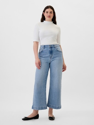 High Rise Wide-Leg Crop Jeans | Gap Factory