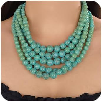 Octwine Bohemian Statement 5 Layer Green Pearl Necklace 1920s Pearl Earrings Vintage Pearl Neckla... | Amazon (US)