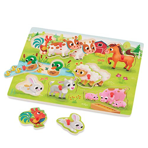B. toys- Peek & Explore - Farm Animals- Wooden Peg Puzzle – Farm Puzzle for Toddlers, Kids – 8 Farm Animal Pieces – Cow, Horse, Sheep & More – 2 Years + | Amazon (US)
