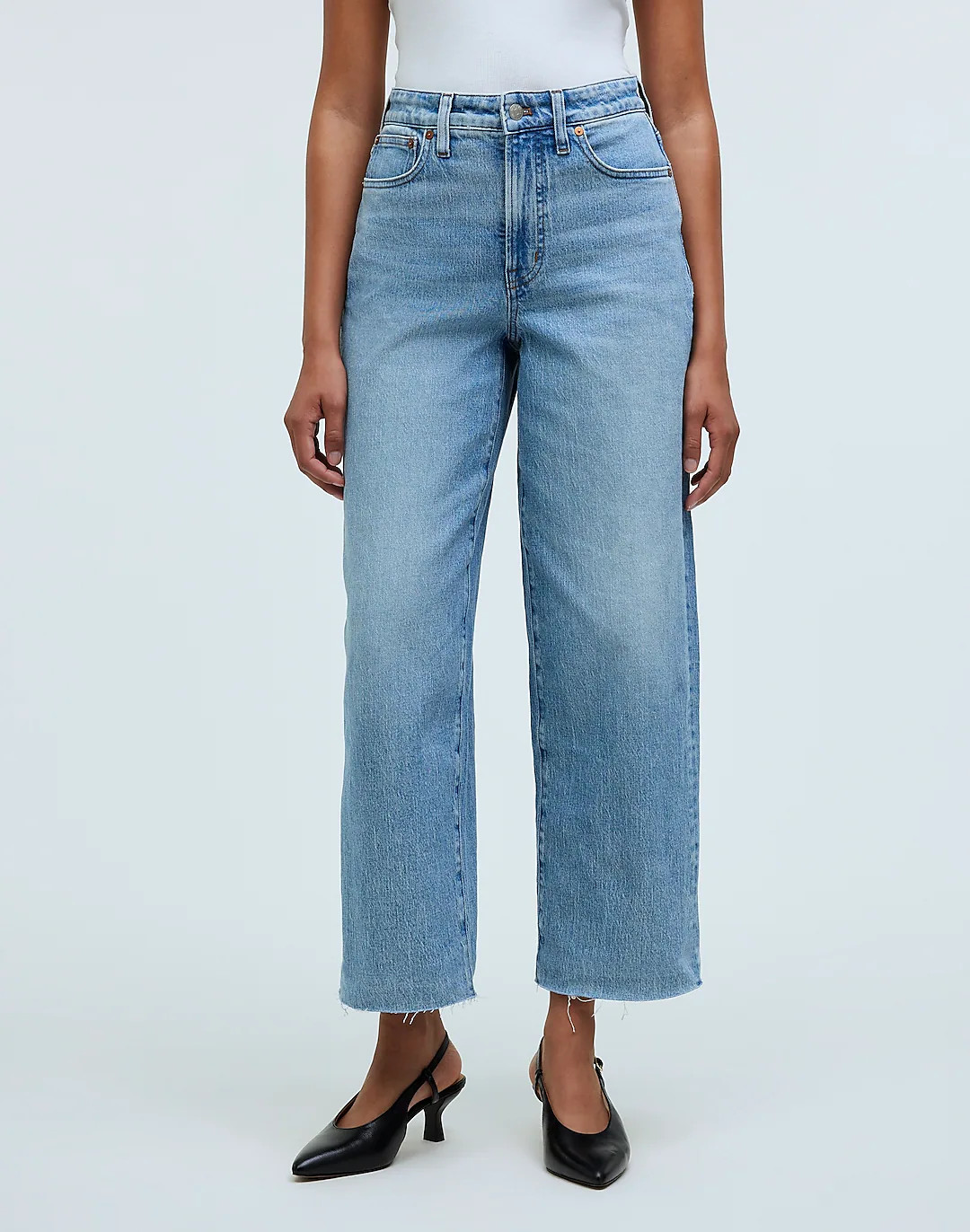 The Petite Curvy Perfect Vintage Wide-Leg Crop Jean in Altoona Wash: Raw-Hem Edition | Madewell
