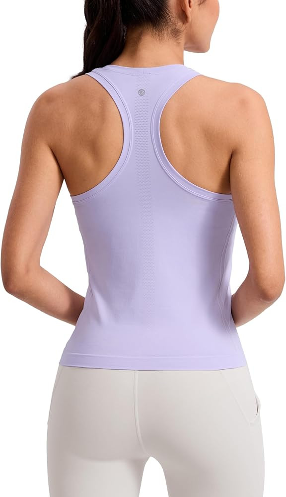 CRZ YOGA Seamless Workout Tank Tops for Women - Athletic Running Gym Sleeveless Shirts Crewneck R... | Amazon (US)