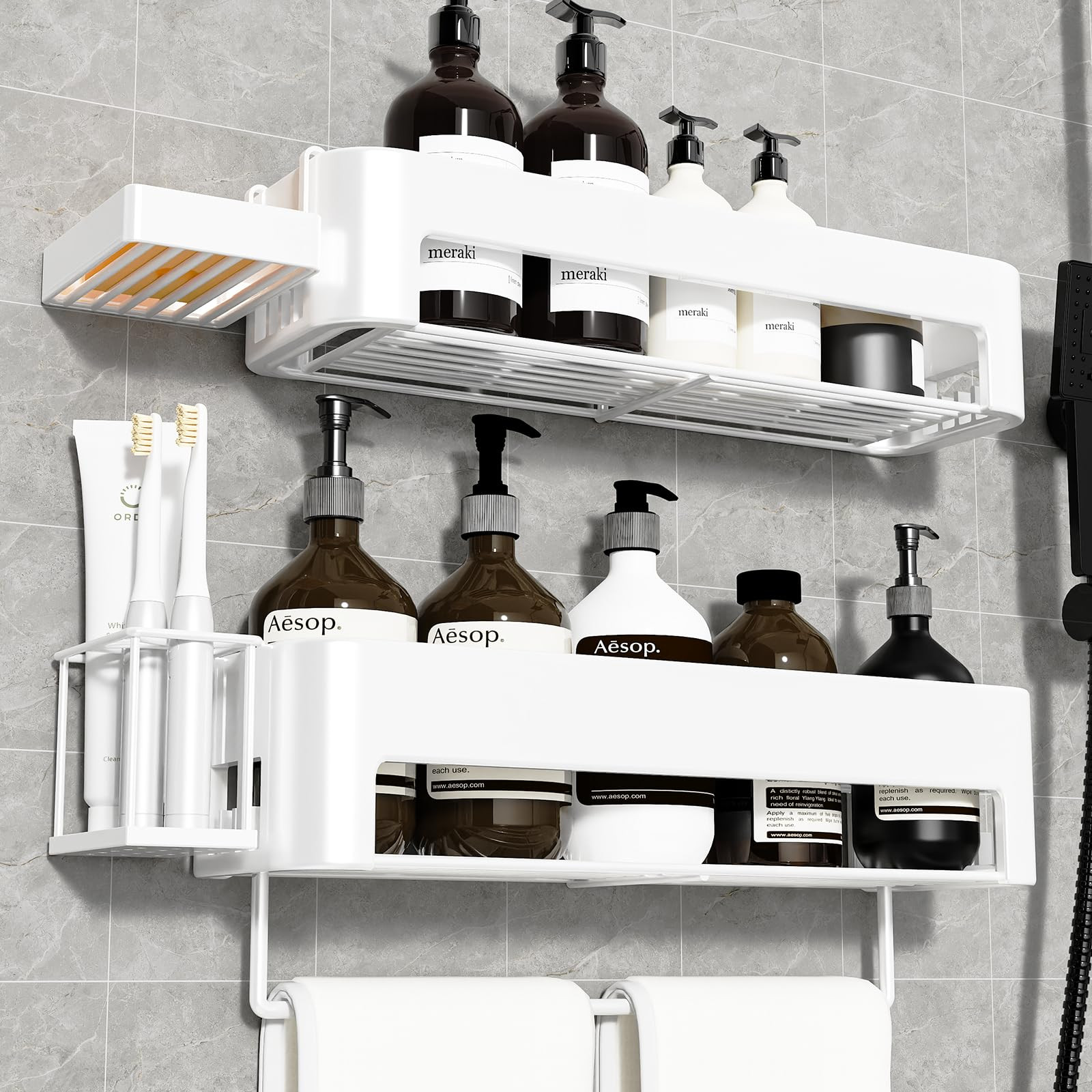 Shower Caddy，4 Pack Rustproof Shower Shelves，15.6in Adhesive Shower Organizer Large Capacity ... | Amazon (US)