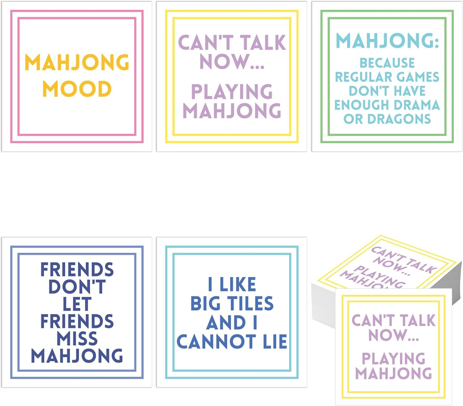 100 Pcs Funny Mahjong Cocktail Napkins 5'' x 5'' Folded Mahjong Disposable 2-ply Paper Party Beve... | Amazon (US)