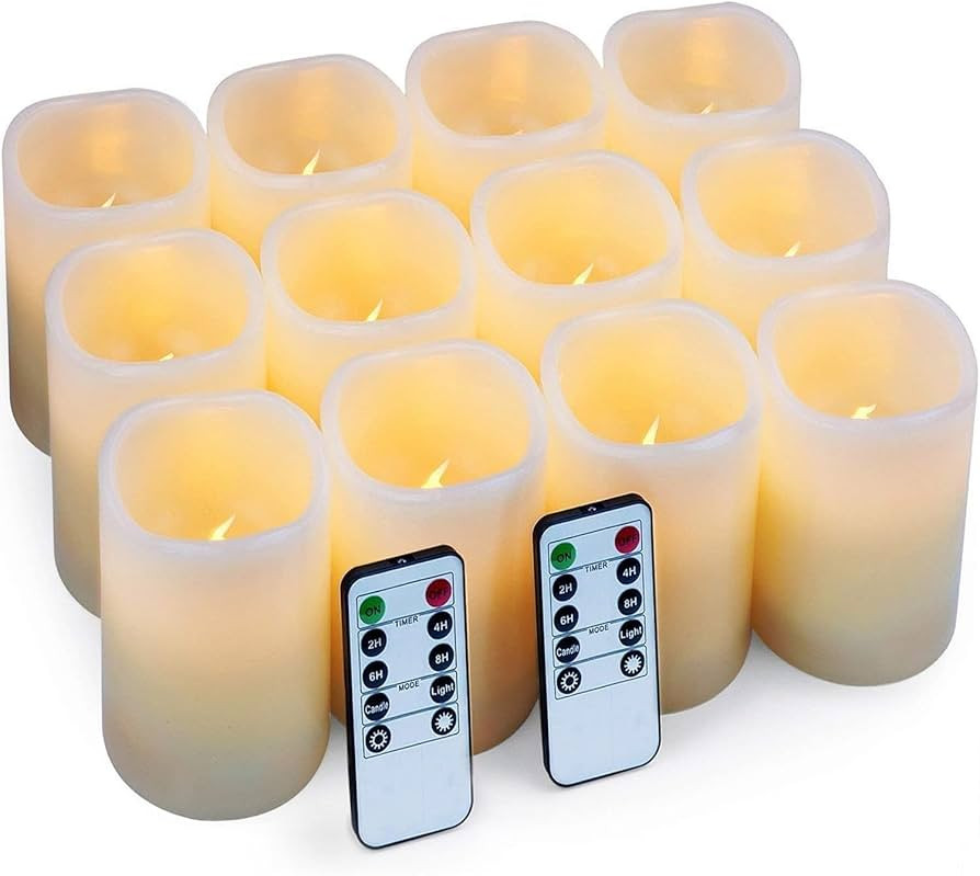 Hausware Flameless Candles Battery Operated Candles Set of 12（D: 3" x H: 4"） Real Wax Pillar ... | Amazon (CA)