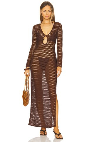 Camila Coelho Krina Maxi Dress in Dark Brown from Revolve.com | Revolve Clothing (Global)