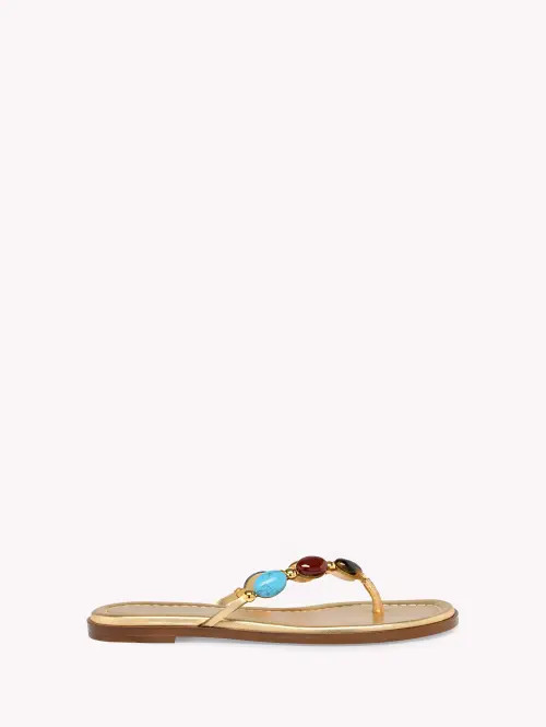 Gianvito Rossi Shanti Thong 05 Flats in Gold Suede at Nordstrom, Size 37 | Nordstrom