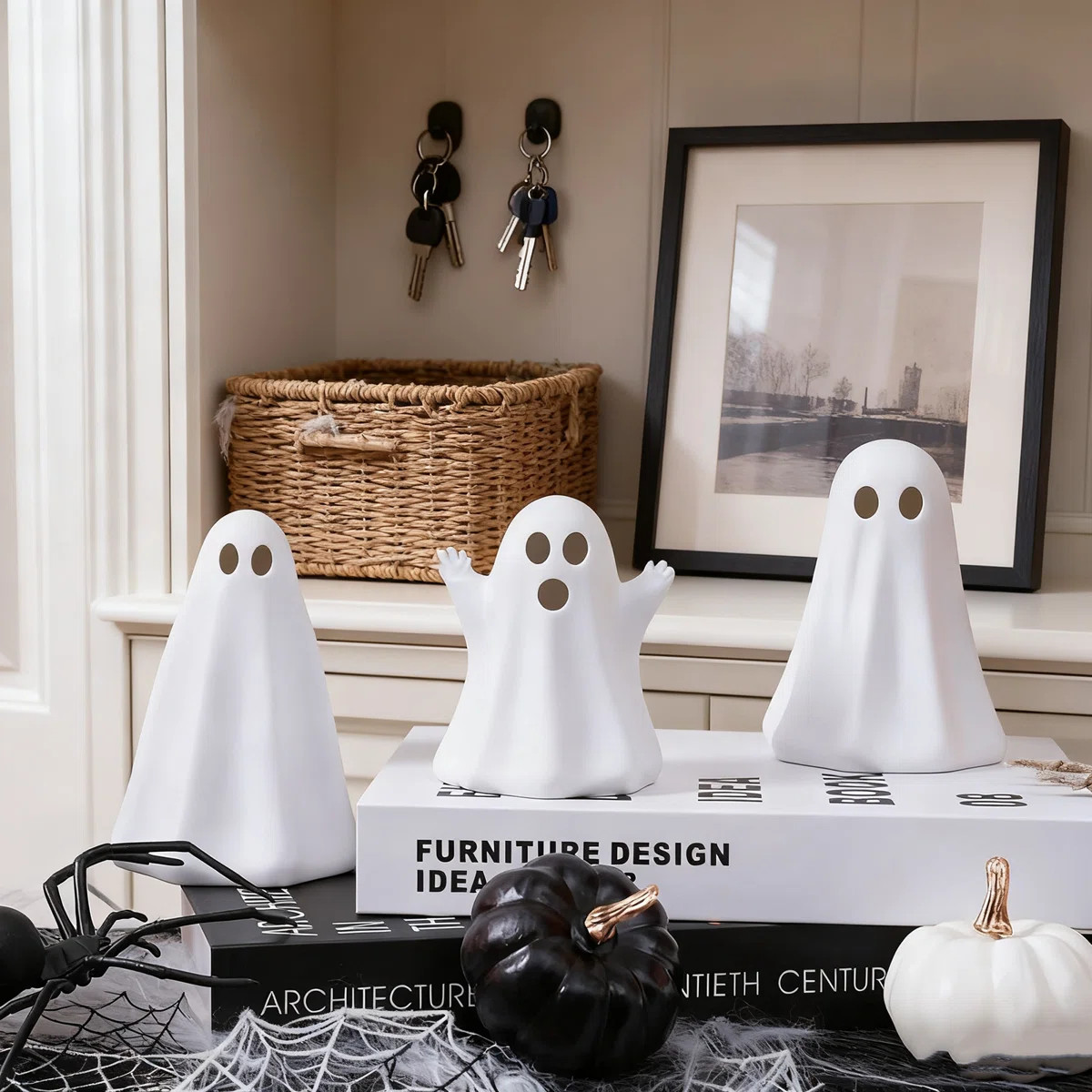 3-pack Halloween Lighted Ceramic Ghost Decor | Timer Function, Durable Porcelain | 3 Unique Spook... | Wayfair North America