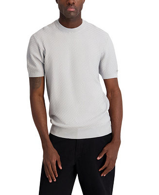 KARL LAGERFELD PARIS Men's Textured Short-Sleeve Fitted Crewneck Shirt - Macy's | Macy's