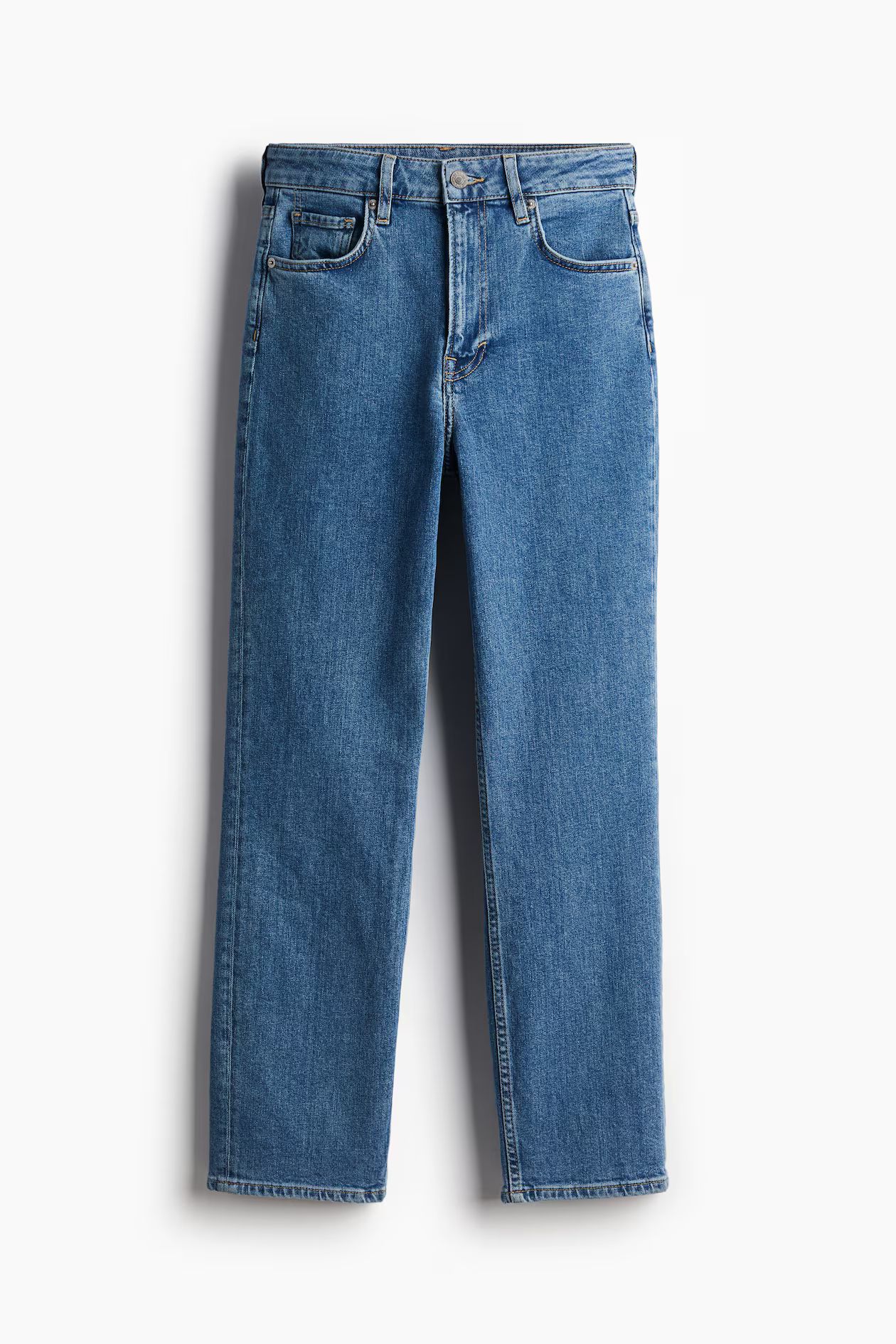 Slim Straight High Ankle Jeans - High waist - Ankle-length - Denim blue - Ladies | H&M US | H&M (US + CA)