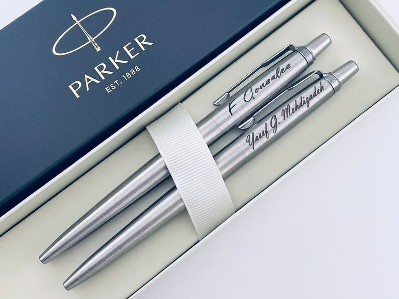 Engraved Chrome Parker Jotter Pen Set, Personalized Pen, Couple Gift, Wedding Gift, Anniversary G... | Etsy (US)