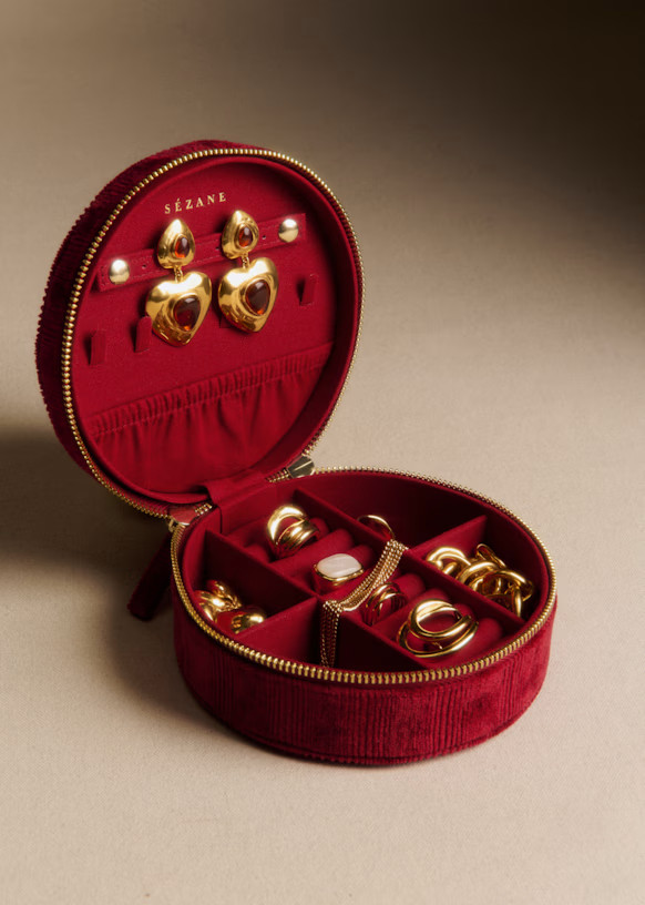 Large round jewelry case corduroy velvet | Sezane Paris - US