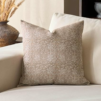 Floral Pillow Covers 20x20 Throw Pillow Covers Block Print Vintage Decorative Neutral Pillow Cove... | Amazon (US)