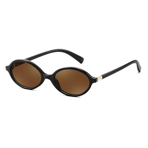 FEISEDY Vintage Oval Sunglasses for Women Men 90s Narrow Lightweight Shades Y2k Trendy Sunnies B1159 Black/Tea | Amazon (US)