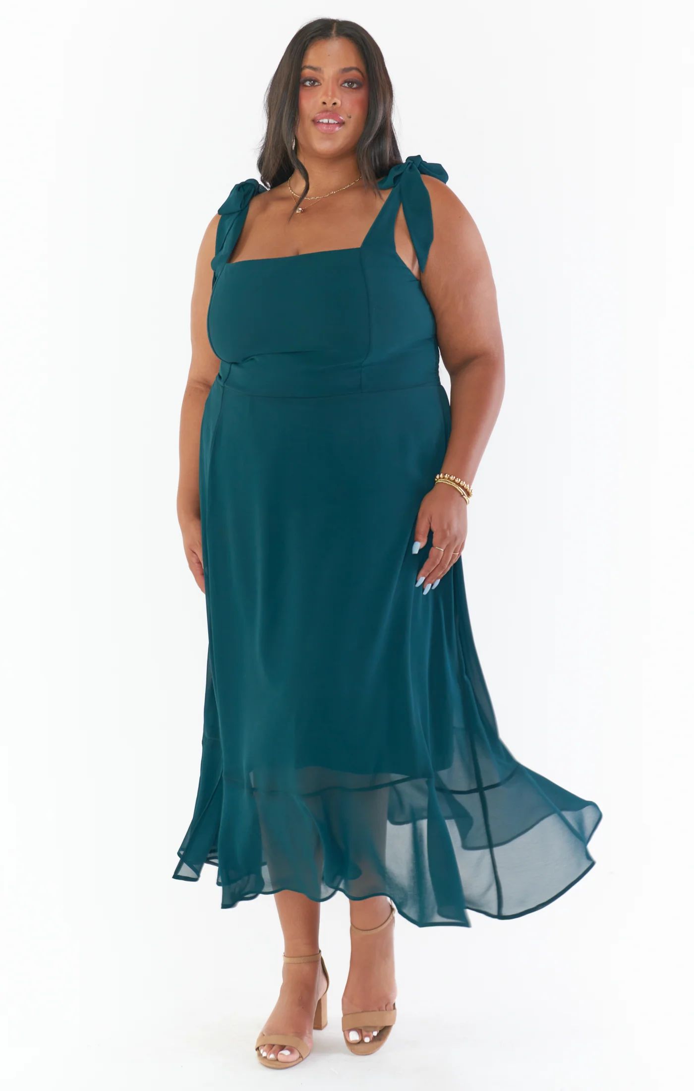 Claire Midi Dress ~ Emerald Chiffon | Show Me Your Mumu