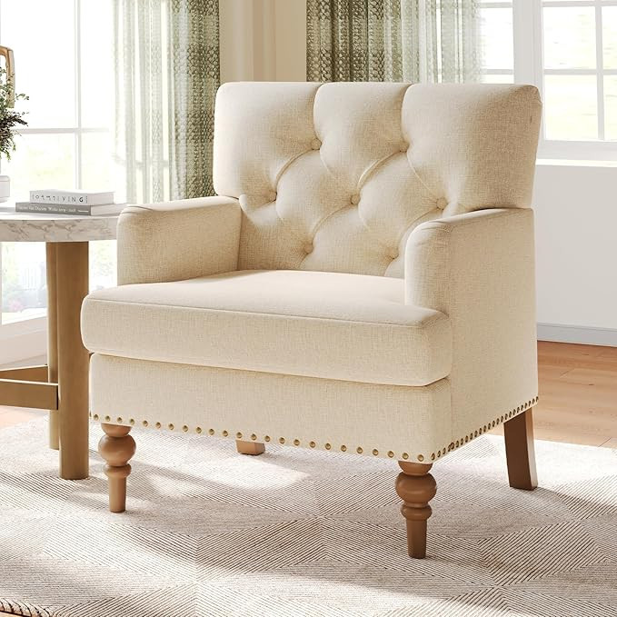 Jocisland Linen Accent Chair Mid Century Occasional Chair for Living Room, Modern Upholstered But... | Amazon (US)