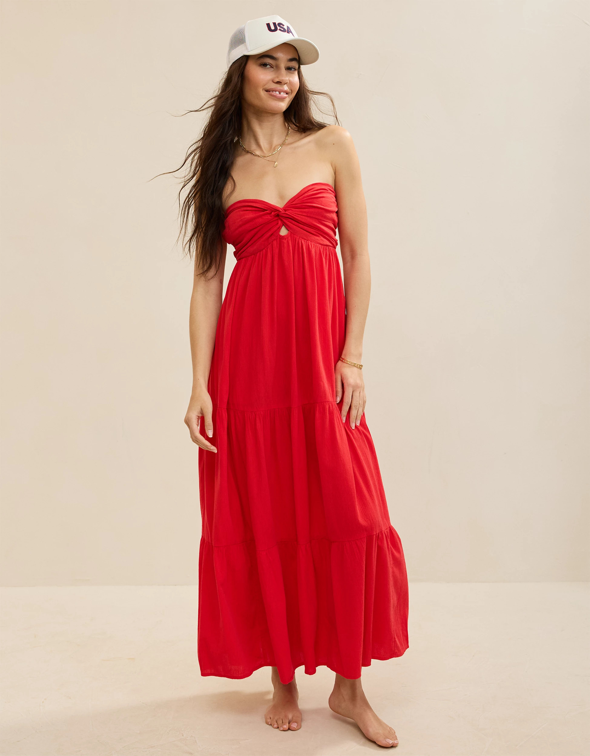 Aerie Strapless Cut Out Maxi Dress | American Eagle Outfitters (US & CA)