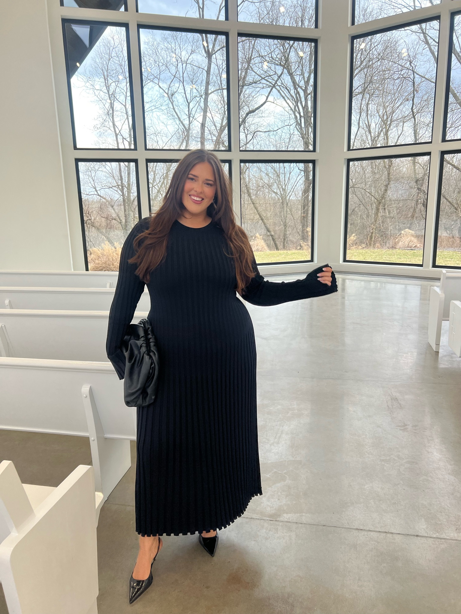 ada black long sleeve midi dress evaciland on LTK