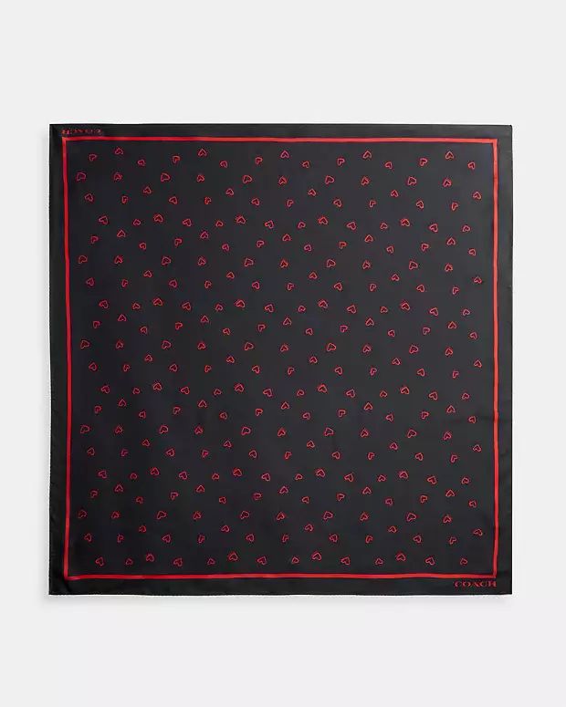 Hearts Print Silk Square Scarf | Coach (US)