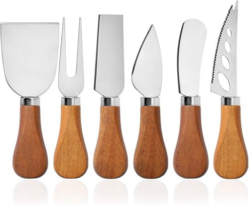 Linwnil Cheese Knives Set for Charcuterie Board Accessories Stainless Steel Knife with Wood Handle Cheese Slicer Cutter | Amazon (US)