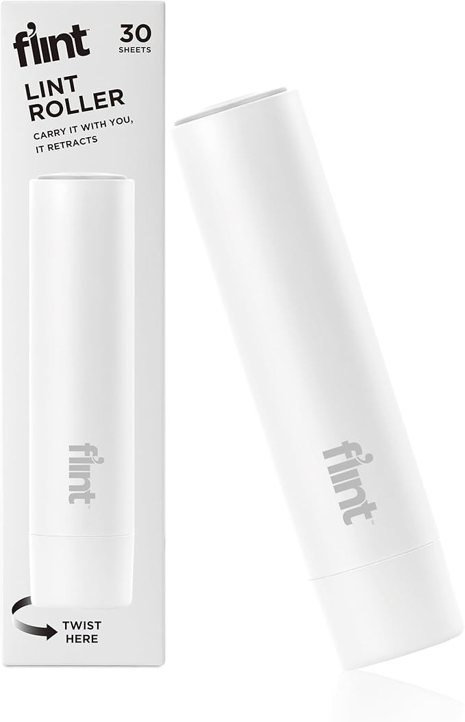 Flint Classic White Retractable Mini Lint Roller with 30 Extra Sticky Sheets, Small and Portable ... | Amazon (US)
