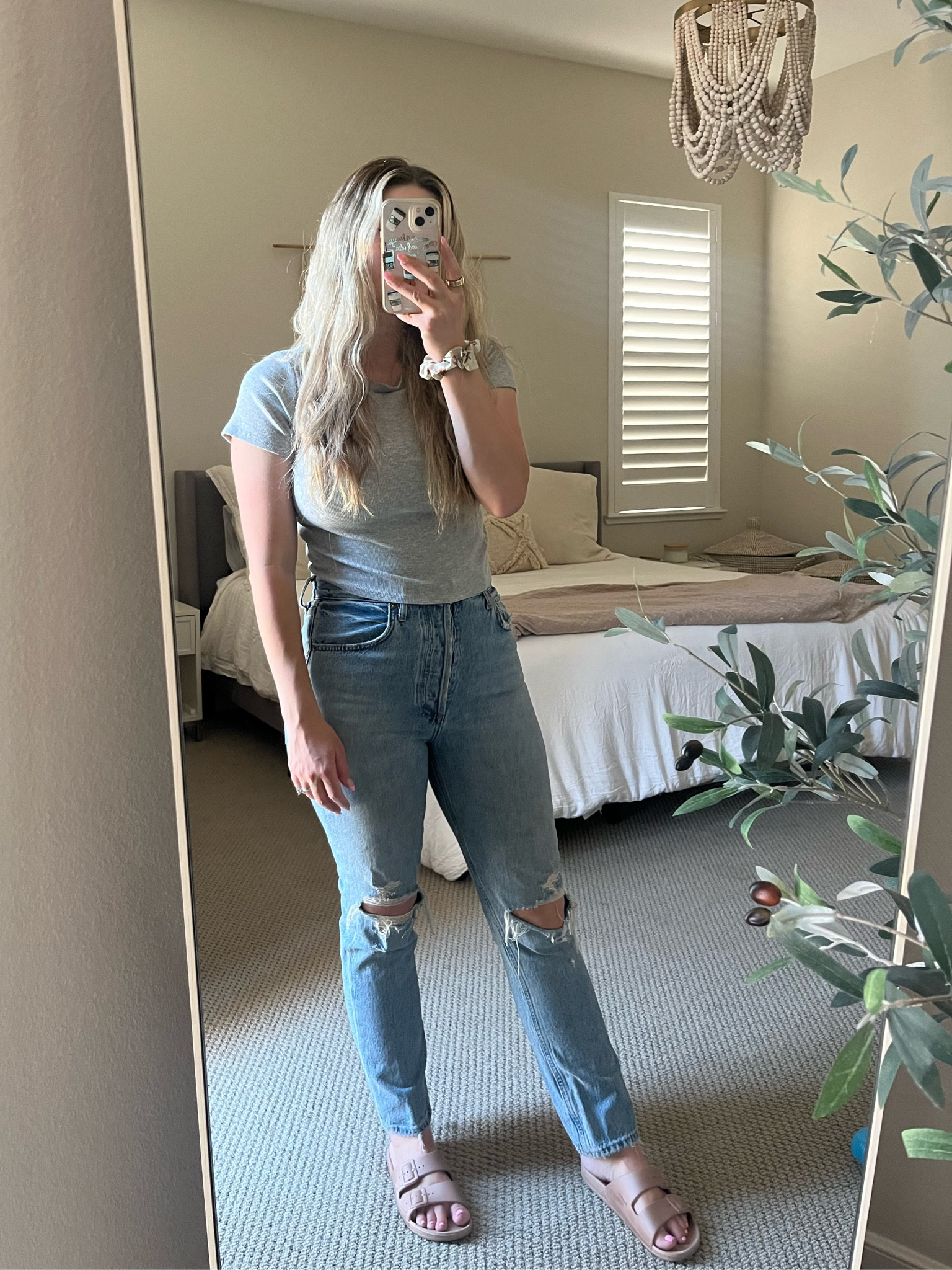 amazon basic tee, ribbed fitted  t-shirt, ripped jeans, agolde jeans, riley jeans, cropped jeans, amazon basics, freedom moses sandals, birkenstock inspired sandals 

#LTKunder50 #LTKFind #LTKunder100