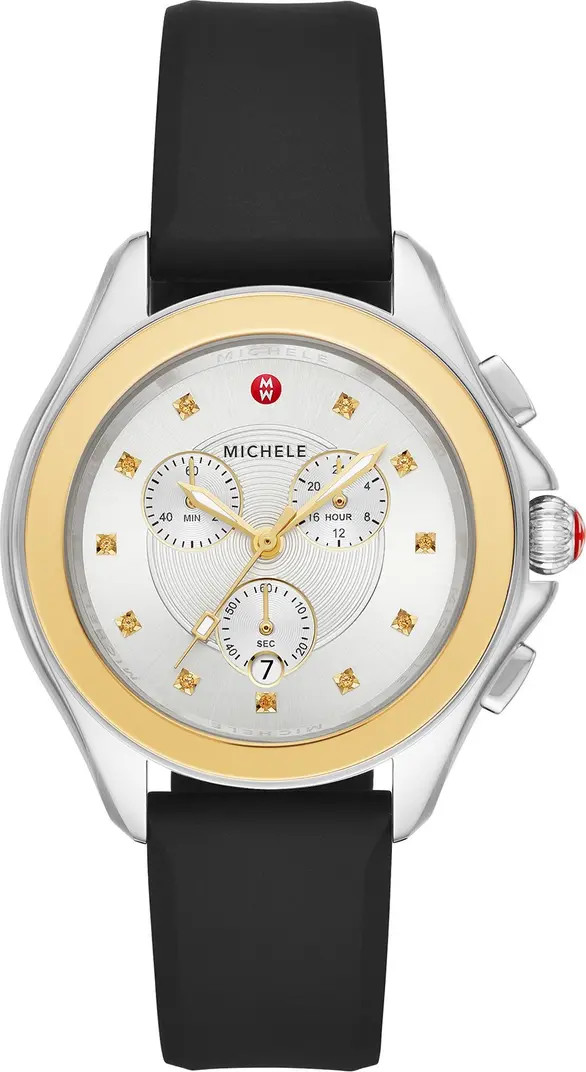 Women's Two-Tone Yellow Topaz Black Silicone Strap Cape Watch, 40mm | Nordstrom Rack