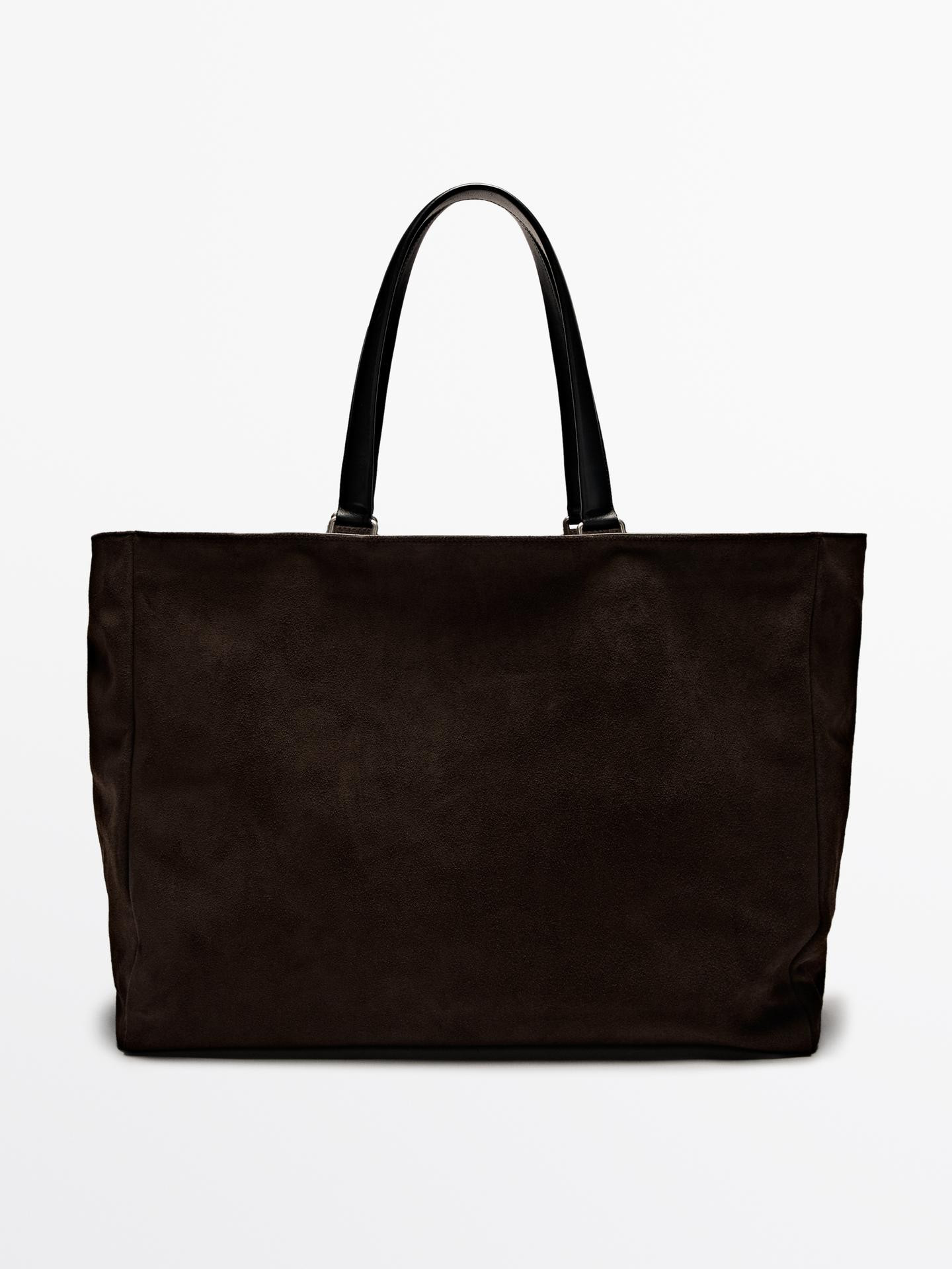 Split leather and leather bag with straps | Massimo Dutti UK