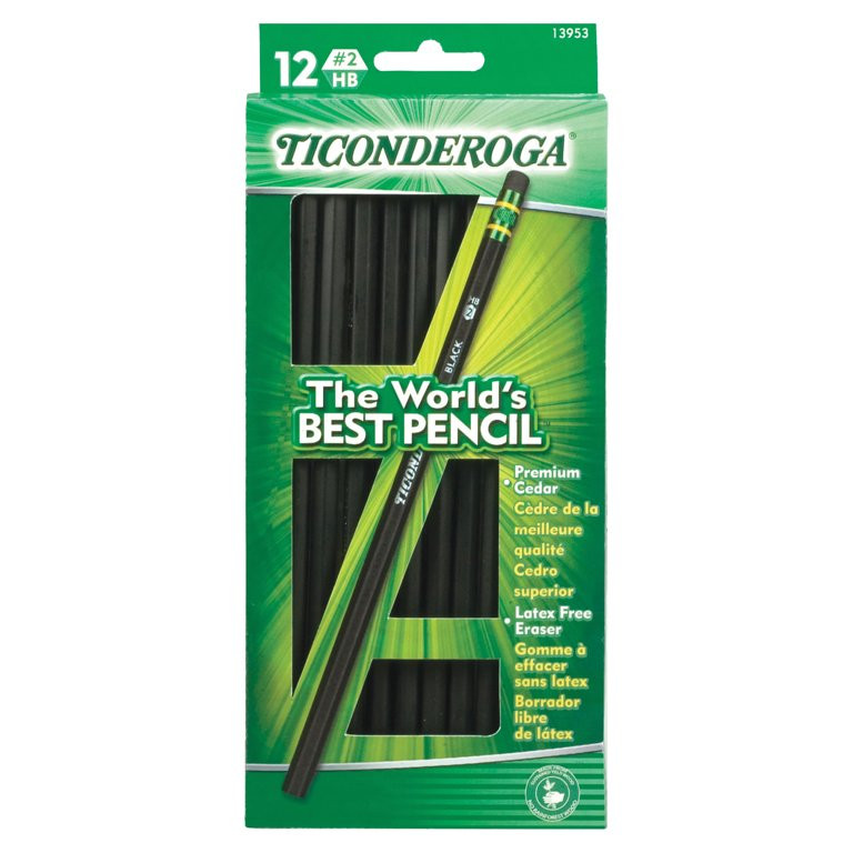 Ticonderoga Number 2 Soft Pencils, Wood-Cased Graphite Black Pencil, 12 Count - Walmart.com | Walmart (US)