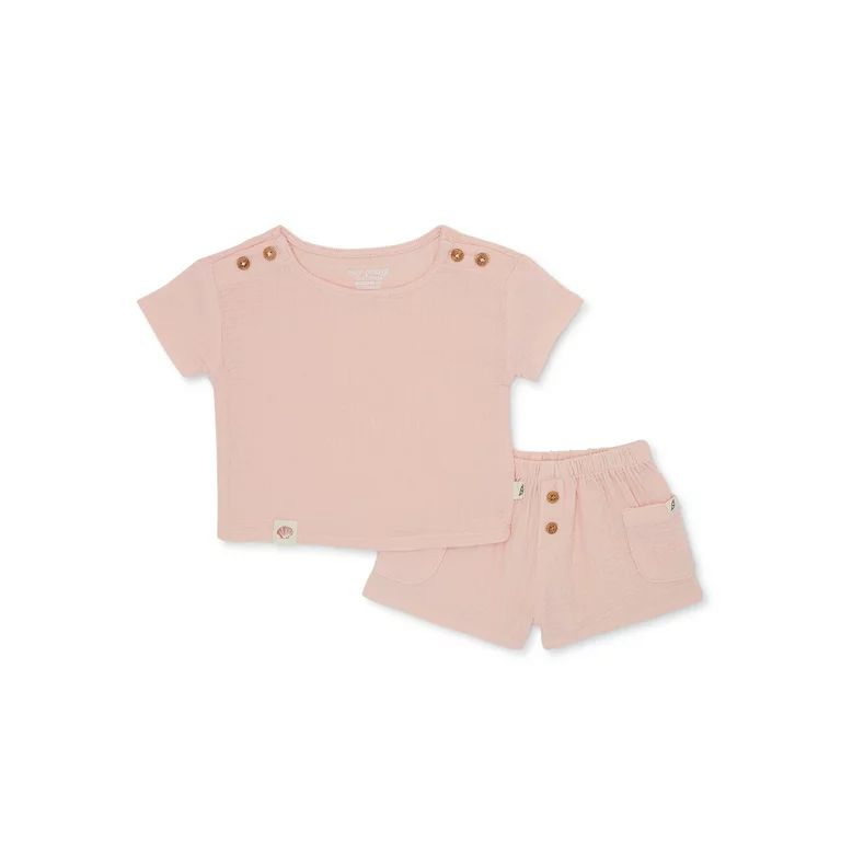 easy-peasy Baby Short Sleeve Tee and Shorts Outfit Set, 2-Piece, Sizes 0M-24M | Walmart (US)