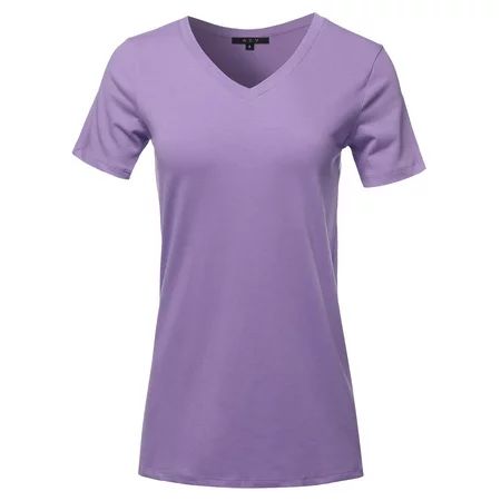 A2Y Women s Basic Solid Premium Cotton Short Sleeve V-neck T Shirt Tee Tops Lilac Grey S | Walmart (US)