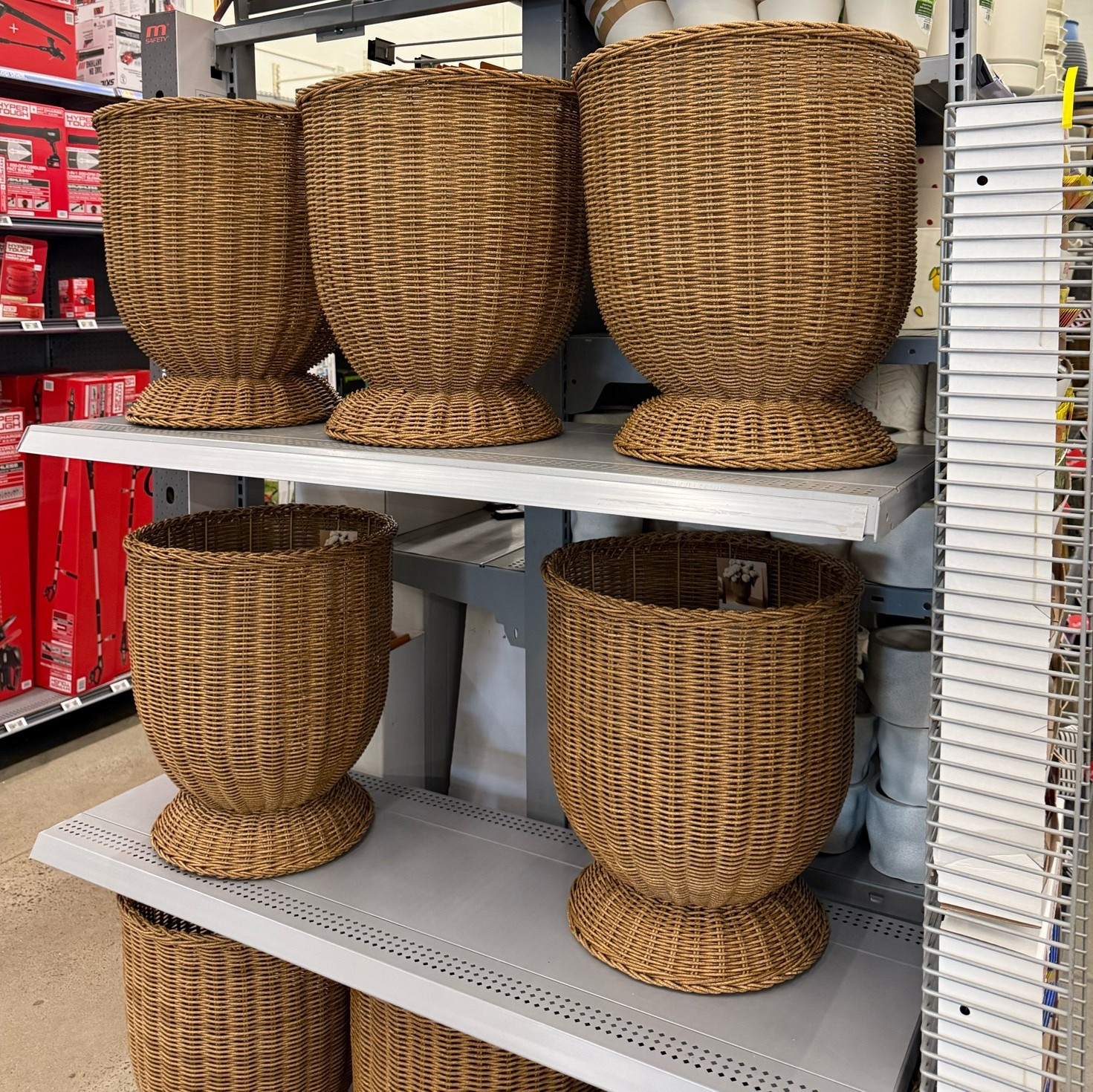 Large wicker porch planters