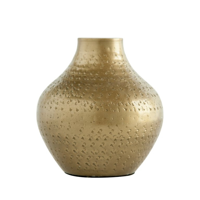 Creative Co-Op Antique Brass Debossed Metal Vase - Walmart.com | Walmart (US)