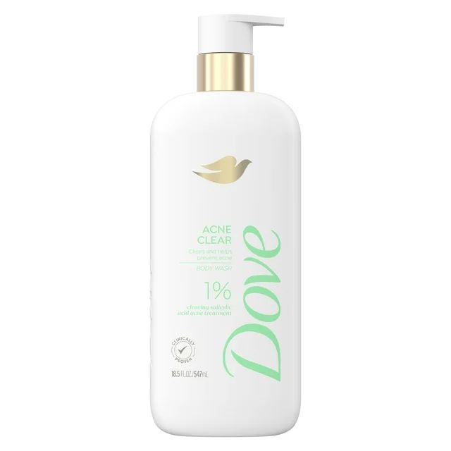 Dove Acne Clear Body Wash with 1% Salicylic Acid for Acne Prone Skin, 18.5 oz | Walmart (US)