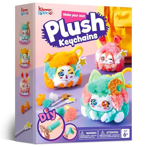 Klever Kits DIY Plush Keychain Making Craft, DIY Arts & Craft Set with 3 Models, Create Your Own Stuffed Keychain for Boys and Girls Ages 6 7 8 9 | Amazon (US)