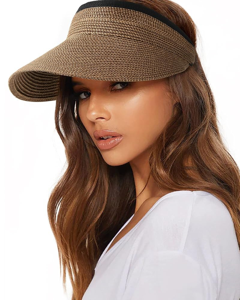 FURTALK Womens Sun Visor Hat Straw Sun Visors for Women Summer Packable Ponytail Beach Hats for W... | Amazon (US)