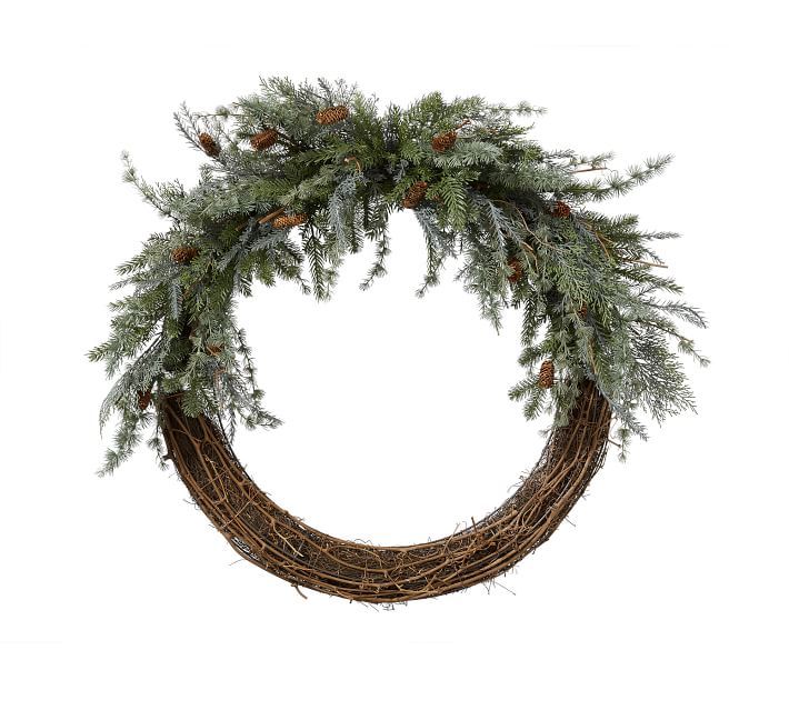 Asymmetrical Faux Pine Wreath | Pottery Barn (US)