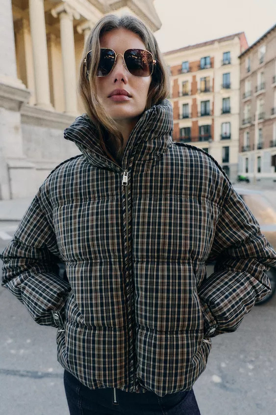 PLAID PUFFER ANORAK | Zara US