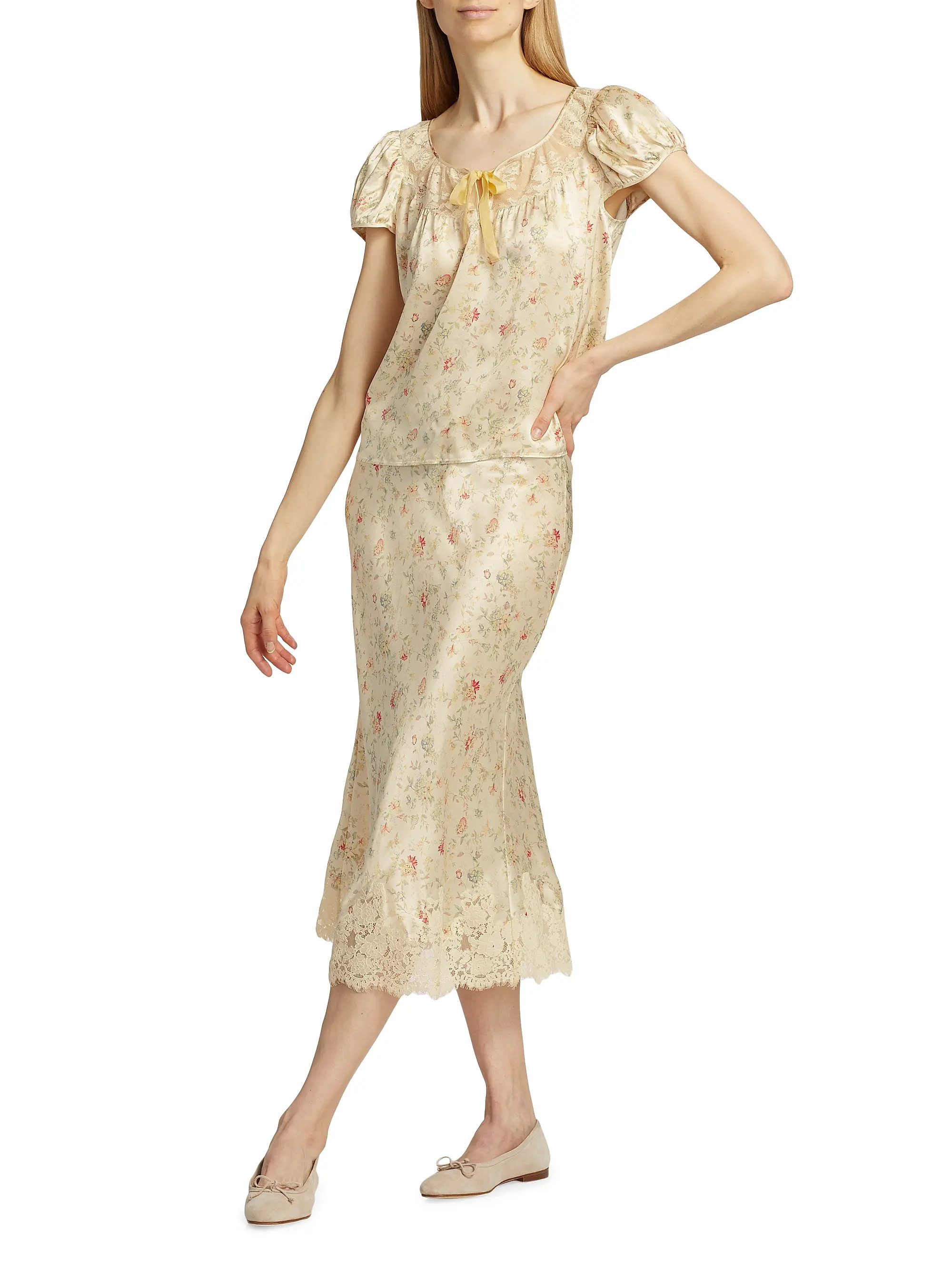 Elowen Floral Silk Skirt | Saks Fifth Avenue