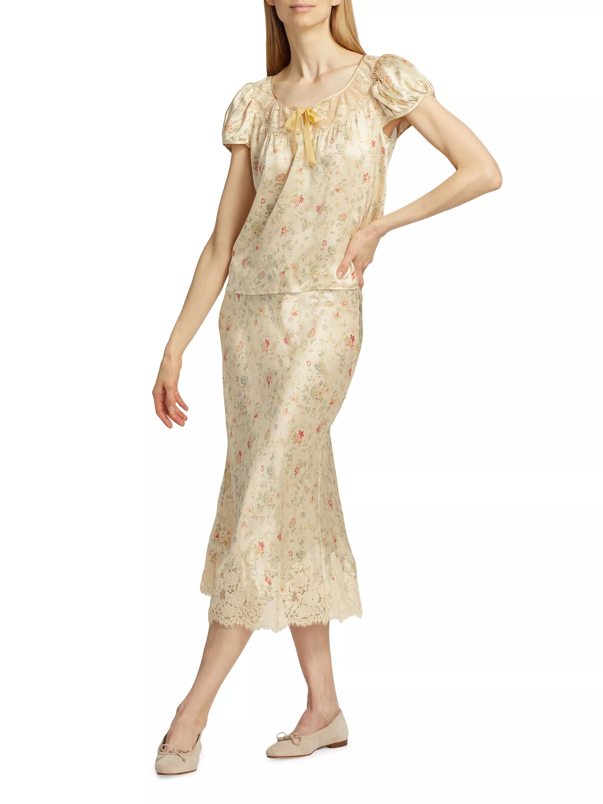 Elowen Floral Silk Skirt | Saks Fifth Avenue