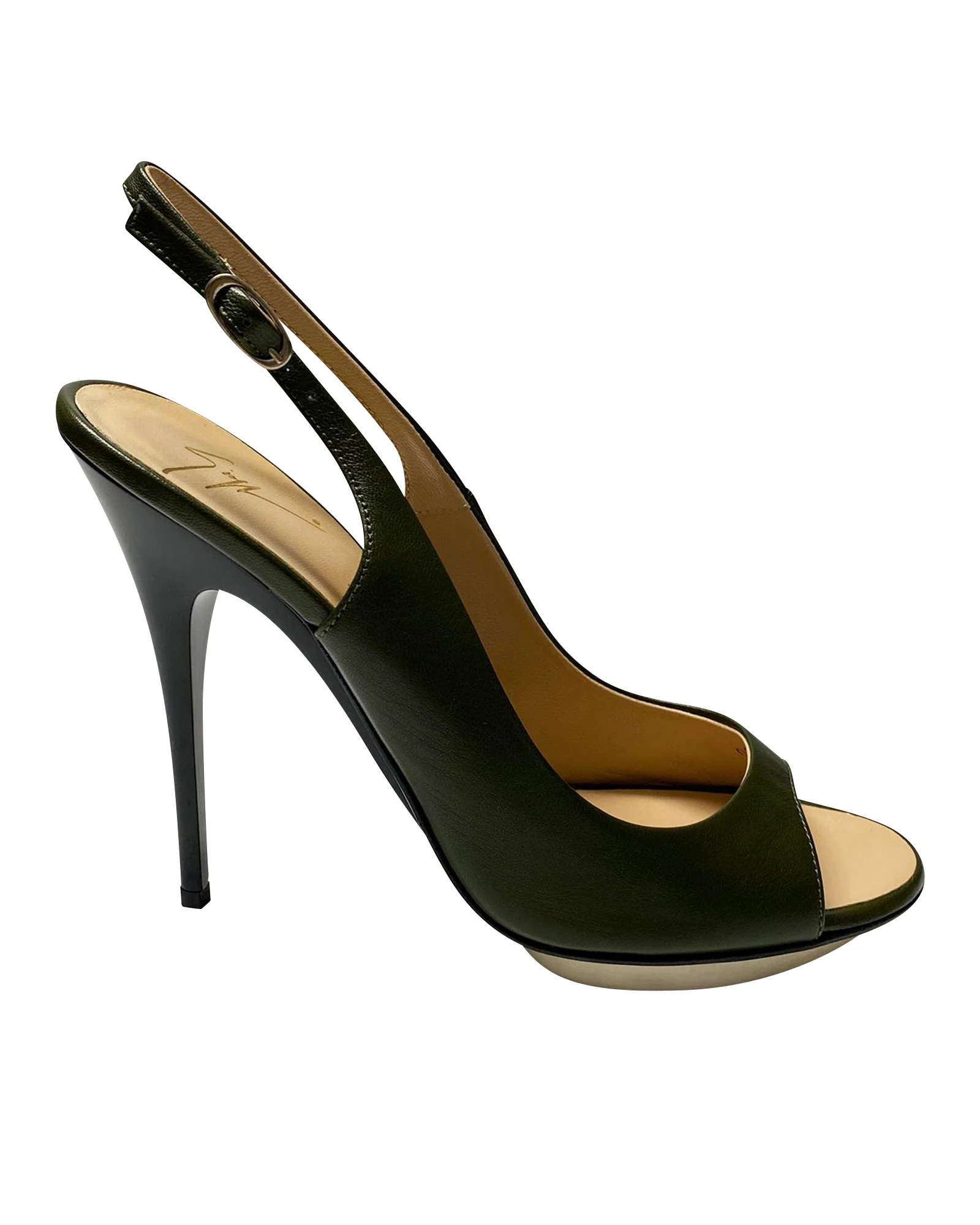 Giuseppe Zanotti Peep Toe Slingback Pumps in Black Leather | Shop Simon