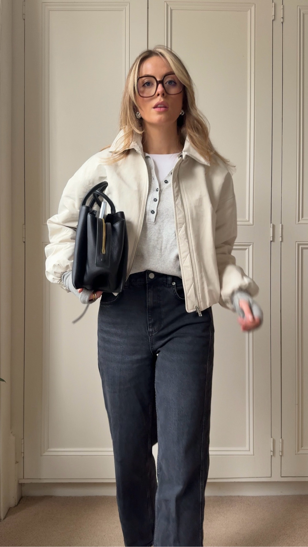 Back to work winter outfit 🖊️🤍🖤
 
Bomber jacket, cream jacket, winter coat, monochrome outfit, black and white outfit, straight jeans, mint velvet, black bag, work bag, black boots, pointy boot, chic outfit, winter layering, knitted polo top, thermal, Uniqlo, workwear, grey polo top 


#LTKworkwear #LTKwinter #LTKuk