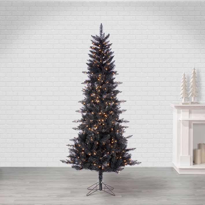 Pre-Lit Faux Black Tinsel Christmas Tree | West Elm (US)