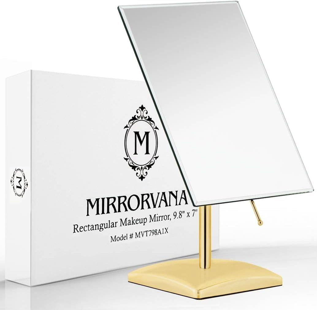Large Free Standing Mirror, Frameless, 9.8" x 7" (Gold) | Amazon (US)