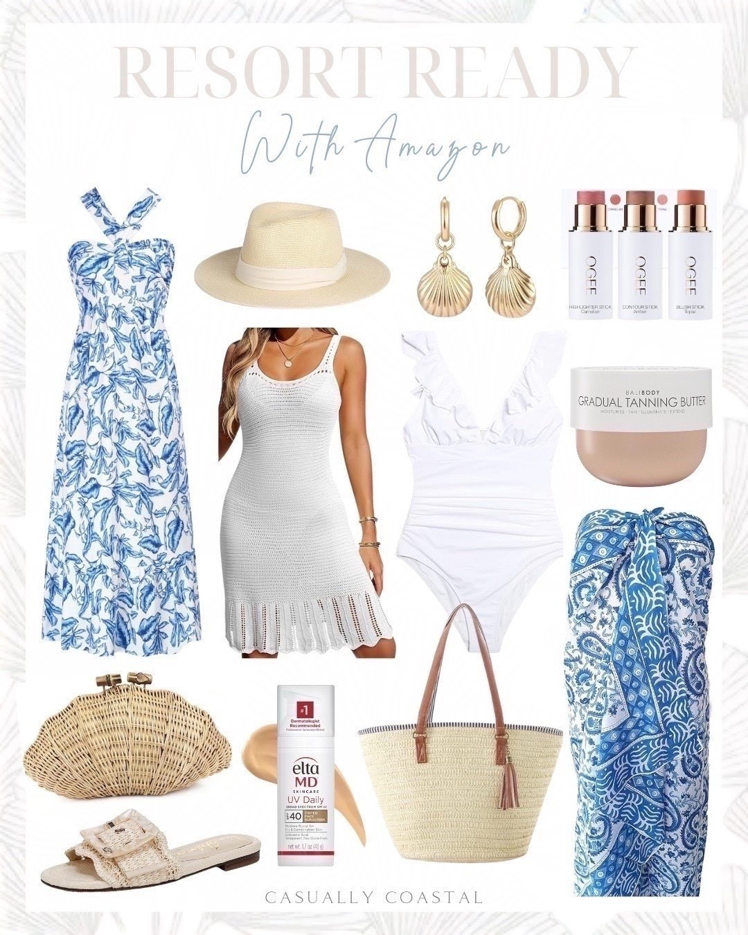 Resort Ready with Amazon 

Amazon vacation dress, Amazon vacation purse, Amazon bathing suit, Amazon swimsuit, Amazon earrings, Amazon swim coverup, Amazon bathing suit coverup, knit coverup, crochet flowy dress, Sam Edelman sandals, Amazon sandals, shell rattan clutch, gold shell earrings, wide brim straw hat, summer beach hat, Criss cross halter neck floral dress, ruffled one piece swimsuit, white swimsuit, floral printed sarong, eltaMD UV daily face sunscreen, large woven bag, straw beach bag, Bali body gradual tanning butter, Ogee face stick trio, white and blue dress, floral smocked dress, clutch purse

#LTKSeasonal #LTKTravel #LTKSwim