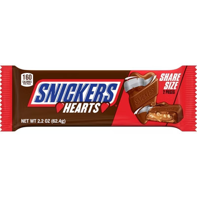 Snickers Chocolate Hearts Valentine's Day Candy Bars Share Size Milk Chocolate Gift Pack - 2.2oz | Target