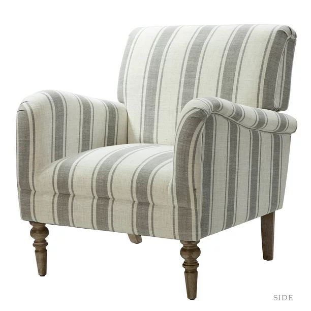 14 Karat Home Stripe Armchair & Accent Chair with Wooden Legs for Living Room, Grey Stripe - Walm... | Walmart (US)