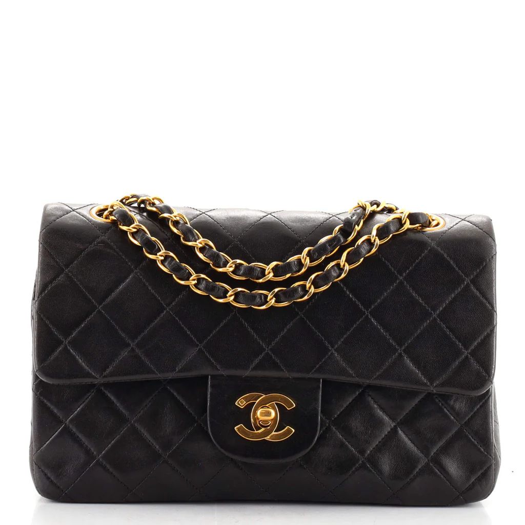 Chanel Vintage Classic Double Flap Bag Quilted Lambskin Small Black 117032187 | Rebag