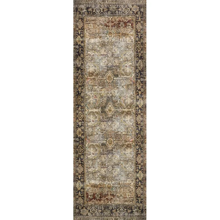 Loloi Layla Printed Oriental Distressed Olive / Charcoal 2'-0" x 5'-0" Accent Rug | Walmart (US)