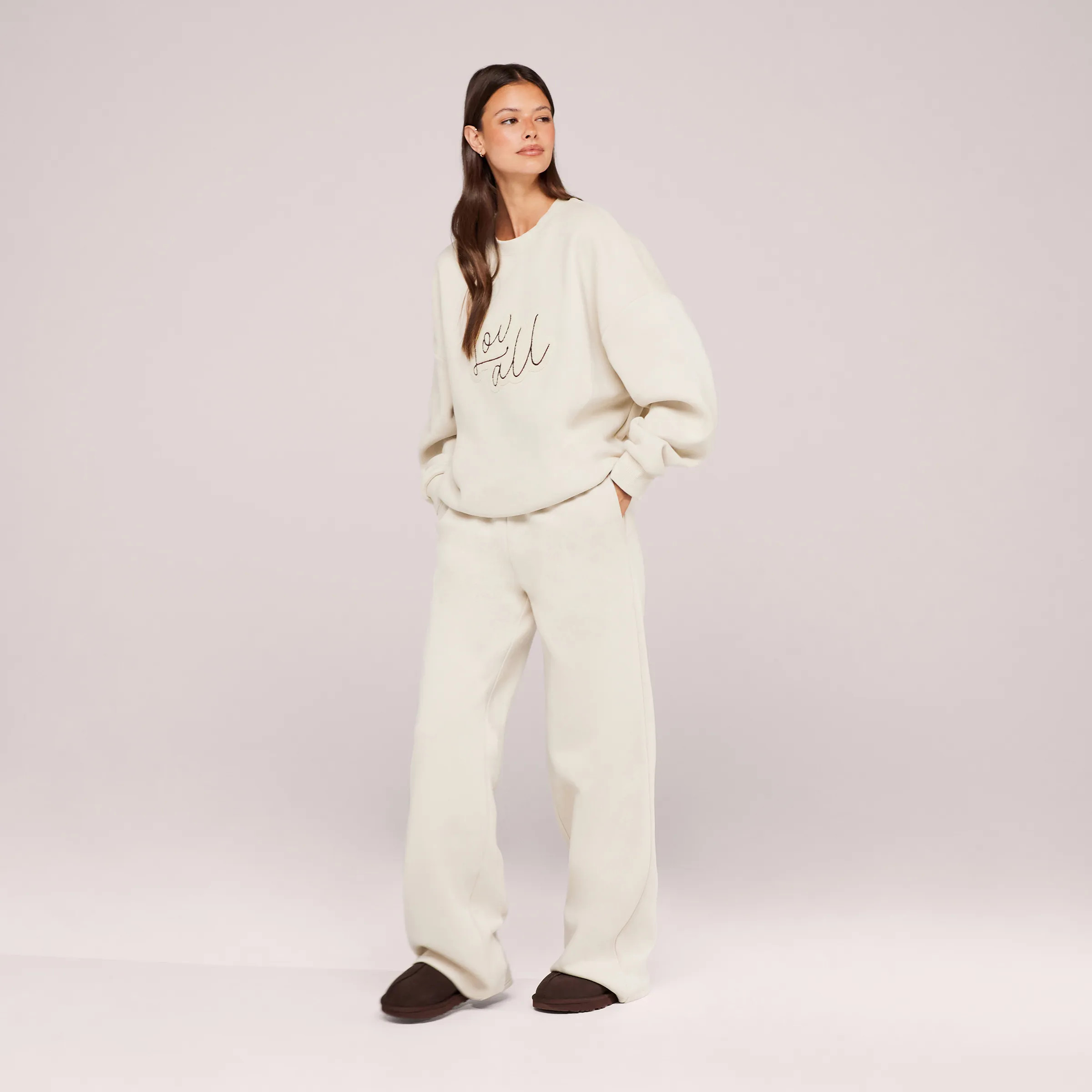 Organic Wide Leg Jogger | Ecru | LOVALL